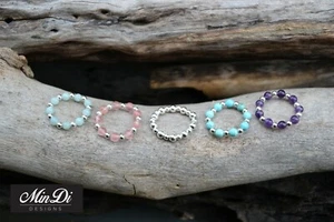 New stretch bead rings!! With genuine sterling silver & semi-precious gemstones! - Picture 1 of 26