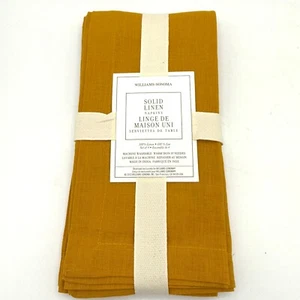 Williams Sonoma Saffron Yellow Linen Napkins Set of 2 Made in India NEW - Picture 1 of 3