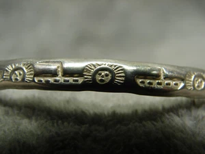 Taxco Sterling Silver 925 Stamped Hammered 8" Bracelet South West Sun Bangle 20G - Picture 1 of 12