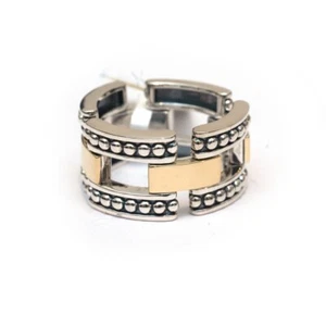 LAGOS New Sterling Silver & 18K High Bar Flexible Ring Size 7 (Fits like a 6.5) - Picture 1 of 8