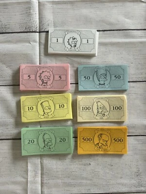2001 Monopoly Simpsons Replacement Play Money VTG - Image 1 of 3
