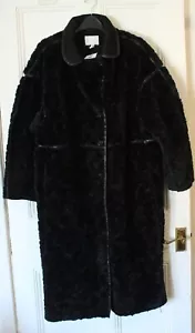 Black H&M soft teddy with contrasting trim button front coat - size XS - BNWT - Picture 1 of 8