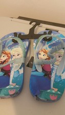 Disney Frozen Girl's Flip Flop Sandals Blue Anna Elsa Elastic Back Strap Nwt