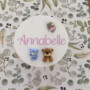 Personalised Baby Acrylic Name Plaque Wall or Door Sign Room Round Decor 9cm - Picture 1 of 8