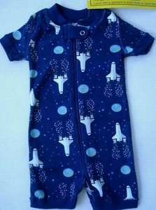 Hanna Andersson Infant Sleeper Pajamas Blue Spaceship Organic Cotton 0-3 Mo NEW - Picture 1 of 5