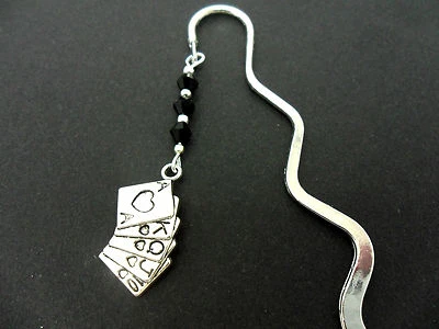 A TIBETAN SILVER POKER HAND PLAYING CARDS THEMED BOOKMARK. NEW.