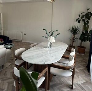 Marble Dining Table. Modern Dining Table. White Marble Dining Table.