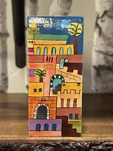 Cassetta da banco in legno con cassetto Gerusalemme Israele 5,5”Yair Emanuel - Foto 1 di 9