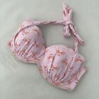 Next Pale Pink Flamingo Print Padded Bikini Top - Size 32Dd/E - New With Defects