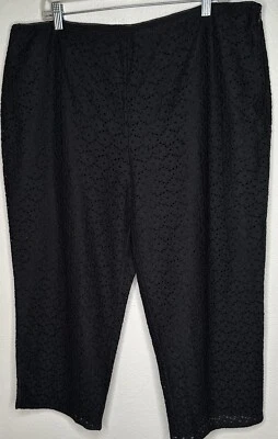 Женские укороченные брюки Dialogue 20 Вт на боковой молнии кружевные с цветочной подкладкой черные капри - Изображение 1 из 4