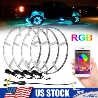 Anillos de rueda LED RGB de 15,5" luces de llanta Bluetooth para Cadillac ATS para CTS Escalade Foto 1 de 4