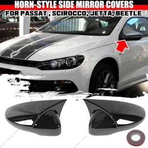 Spiegelkappen Spiegel Gehäuse Kappe Schwarz Glanz für VW Passat Scirocco Beetle - Bild 1 von 8