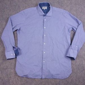 Ted Baker Button Up Shirt 17 34/35 Blue Flip Cuff Cotton Mens - Picture 1 of 10