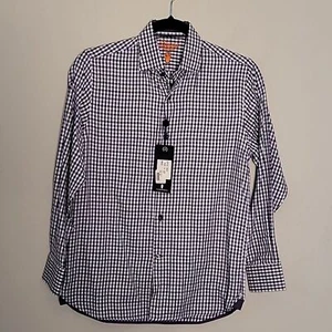 Luchiano Visconti Purple Checkered Button Up Shirt Boys Sz 14 New - Picture 1 of 10