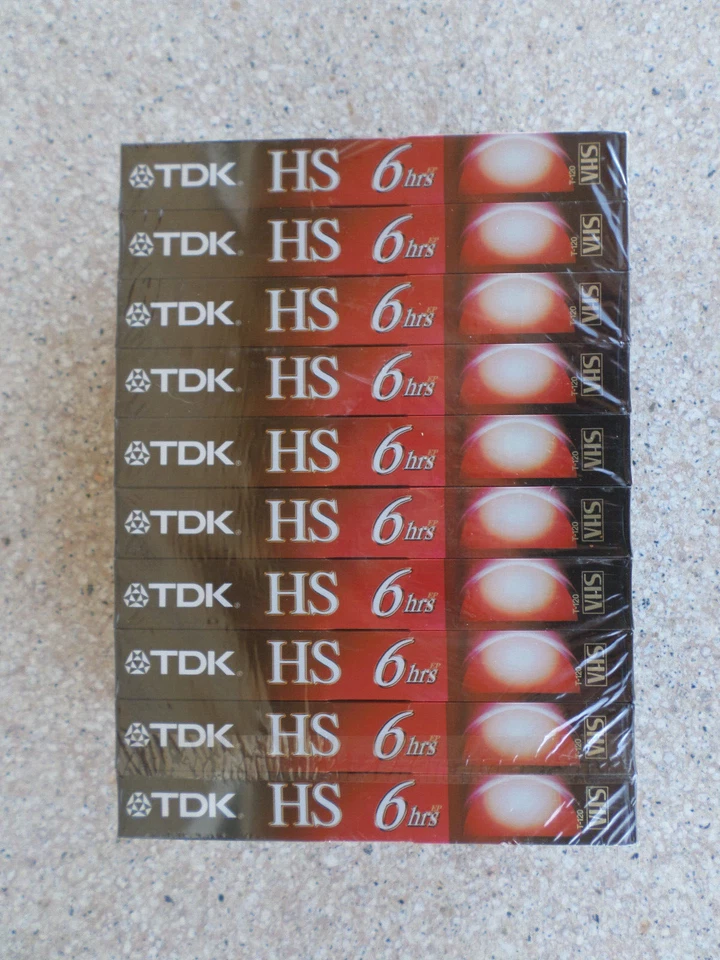 8 TDK HS Blank Premium VHS Cassette Tapes T-120 6 Hour