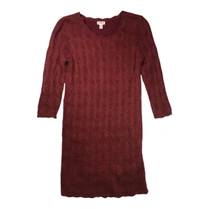 Girls' 3/4 Sleeve Shine Crochet Sweater Dress - Cat & Jack - Burgundy XL - Picture 1 of 5