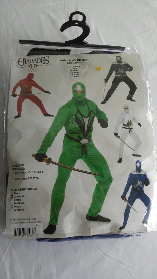 Disfraz Charades Ninja Avenger Serie ll Azul Adulto 4 piezas Talla X-Pequeño Foto 1 de 4