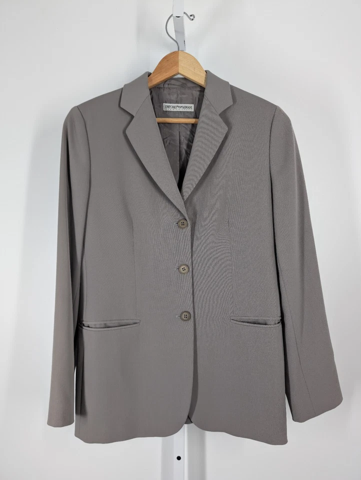 Giorgio Armani Vintage Ash 3 Buttons 90s Blazer Italy Tech Wool Elastic Jacket - Image 1 of 4
