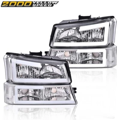 FOR 03-07 CHEVY SILVERADO AVALANCHE LED DRL HEADLIGHT BUMPER LAMPS CHROME/CLEAR - Image 1 of 4