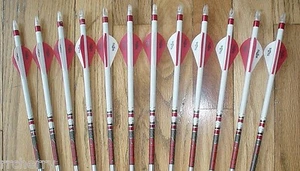12 Carbon Express Maxima RED 350 Arrows! Blazer Vanes/Dip/Crest! CUT TO LENGTH - Picture 1 of 2