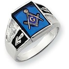14K White Gold Masonic Mens Ring Jewelry Sz 10 for sale