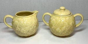 Vtg Bordallo Pinheiro INGRID Yellow Floral Creamer And Sugar Bowl Set Majolica - Picture 1 of 20
