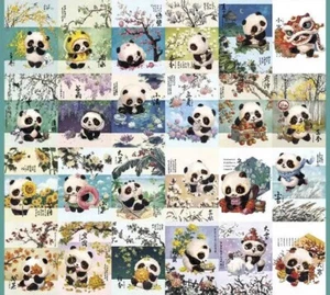 Panda Painting 24 Solar Terms of Agricultural Calendar Cotton Fabric / HALF YARD - Picture 1 of 1
