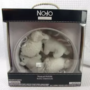 NoJo Rustic Farmhouse Musical Mobile Plays Brahms' Lullaby White/Grey *New* - Picture 1 of 8