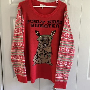 Self Esteem Sweaters  Christmas Red Pugly  Xmas Sweater Size 3X - Picture 1 of 10