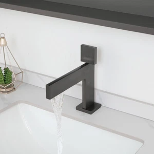 Square Gun metal Brass Single Handle Bathroom European Faucets Taps Basin Mixers - Picture 1 of 12