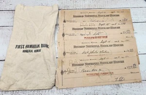 Lote de cheques bancarios Bishop National Bank of Hawaii (4) bolsa de dinero vintage 1938 - Imagen 1 de 6