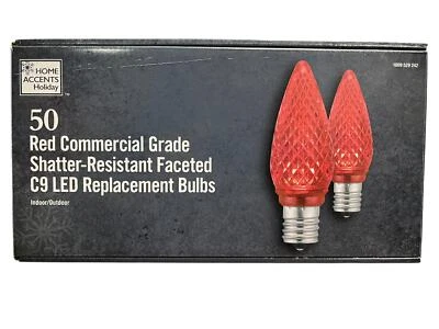 Home Accents Holiday C9 Red LED Shatterproof Replacement Bulbs (50-Pack) - Image 1 of 2