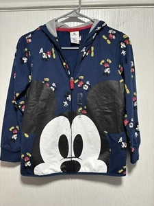 Mickey Mouse Jacket Size 7/8 Disney Blue Long Sleeve Fleece Zip-Up Hoodie - Picture 1 of 4