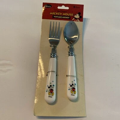 Juego de cuchara tenedor cubiertos vintage de Mickey Mouse Walt Disney 2006 de Gibson Foto 1 de 4