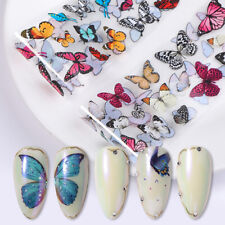 10 Sheets Colorful Butterfly Nail Foils Stickers UV Gel Nail Decals DIY Blue