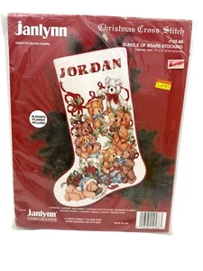 Janlynn Counted Cross Stitch Kit 125-88 Bundle Of Bears  Christmas Stocking - Picture 1 of 7