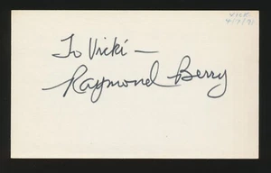 RAYMOND BERRY (1955-1967 Baltimore Colts) -Autographed Index Card - Picture 1 of 2