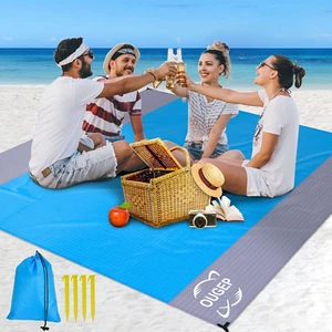 Sand Free Beach Blanket Waterproof Picnic Mat XL for 4-7 Adults Camping Grey - Picture 1 of 9