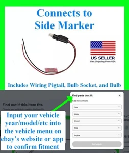 fits Mustang Pacifica Park Side Marker Connector Socket Bulb Plug Pigtail Wiring - Picture 1 of 1