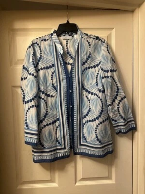 Blusa abotonada azul y blanca JH Collectibles, talla XL, ¡¡Excelente estado!!! Foto 1 de 2