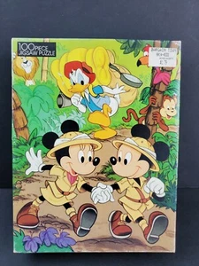 Vintage Disney Golden 100 Pcs Puzzle Mickey & Minnie Donald Safari Complete 🧩 - Picture 1 of 7