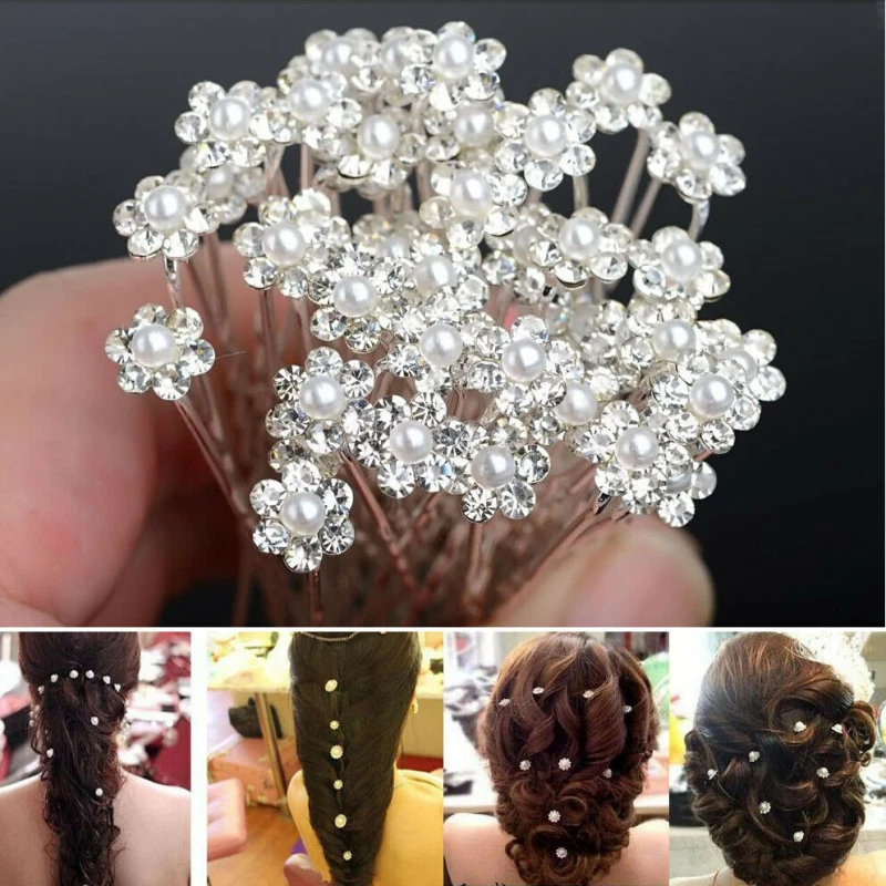 20PCS Wedding Brides Pearl Hair Pins Bridal Bridesmaid Rhinestones Hair Clips - Image 1 of 1