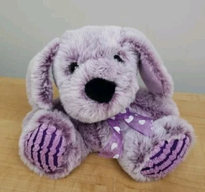 MTY International Peluche Púrpura Esmerilado Cachorro Perro Peluche Animal Corazón Arco - Imagen 1 de 13