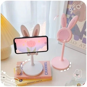 Cute Adjustsble Rabbit Bunny Mobile Phone Stand for Desktop with Phone Grip - Picture 1 of 8