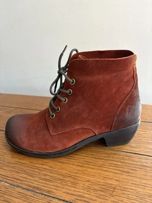 Botas con cordones al tobillo FLY London Mesu talla 38/7,5-8 rojo ladrillo gamuza óxido cuero Foto 1 de 4
