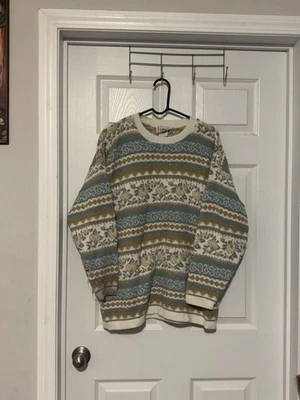 Suéter Pullover De Colección Cricket Lane Para Mujer XL Floral Rayas Cottage Core Tostado Foto 1 de 4