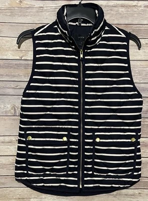 J. Crew Size XS Navy Blue White Stripes Down Filled Vest - Image 1 of 4