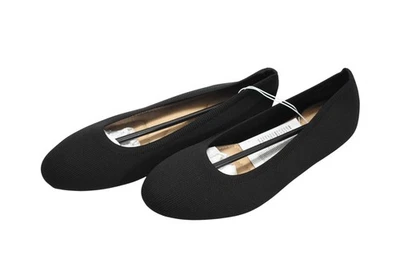 Sapatos de balé Old Navy femininos tamanho 8.5 preto biqueira amêndoa malha conforto - Imagem 1 de 4