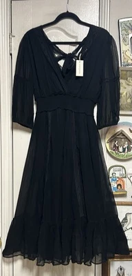 Sundance Giverny платье вышитое кружево миди платье L/S эластичный пояс - новый с этикетками - Изображение 1 из 4