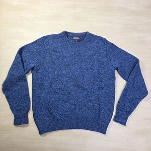 Vintage Lands End Wool Blend Sweater Made in USA Blue Black Size Large Long - Picture 1 of 8